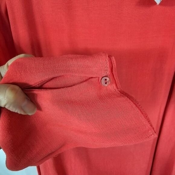 Zara Trafaluc Red Open Back Mini Dress M Ruffles Pleated Long Sleeve Feminine - Picture 8 of 12